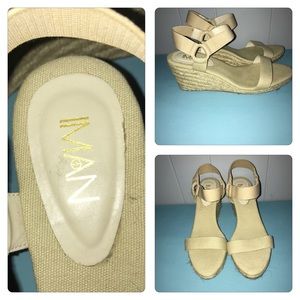 IMAN WEDGE SHOES. SIZE 10 TAN/BEIGE COLOR NEVER WORN